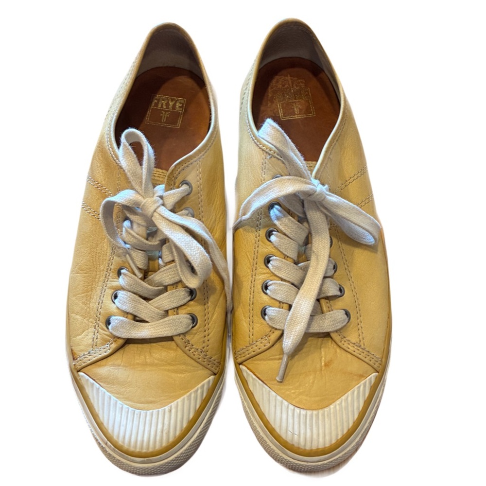 Frye Leather Sneakers, Yellow w/White Toe, See Measurements For Size